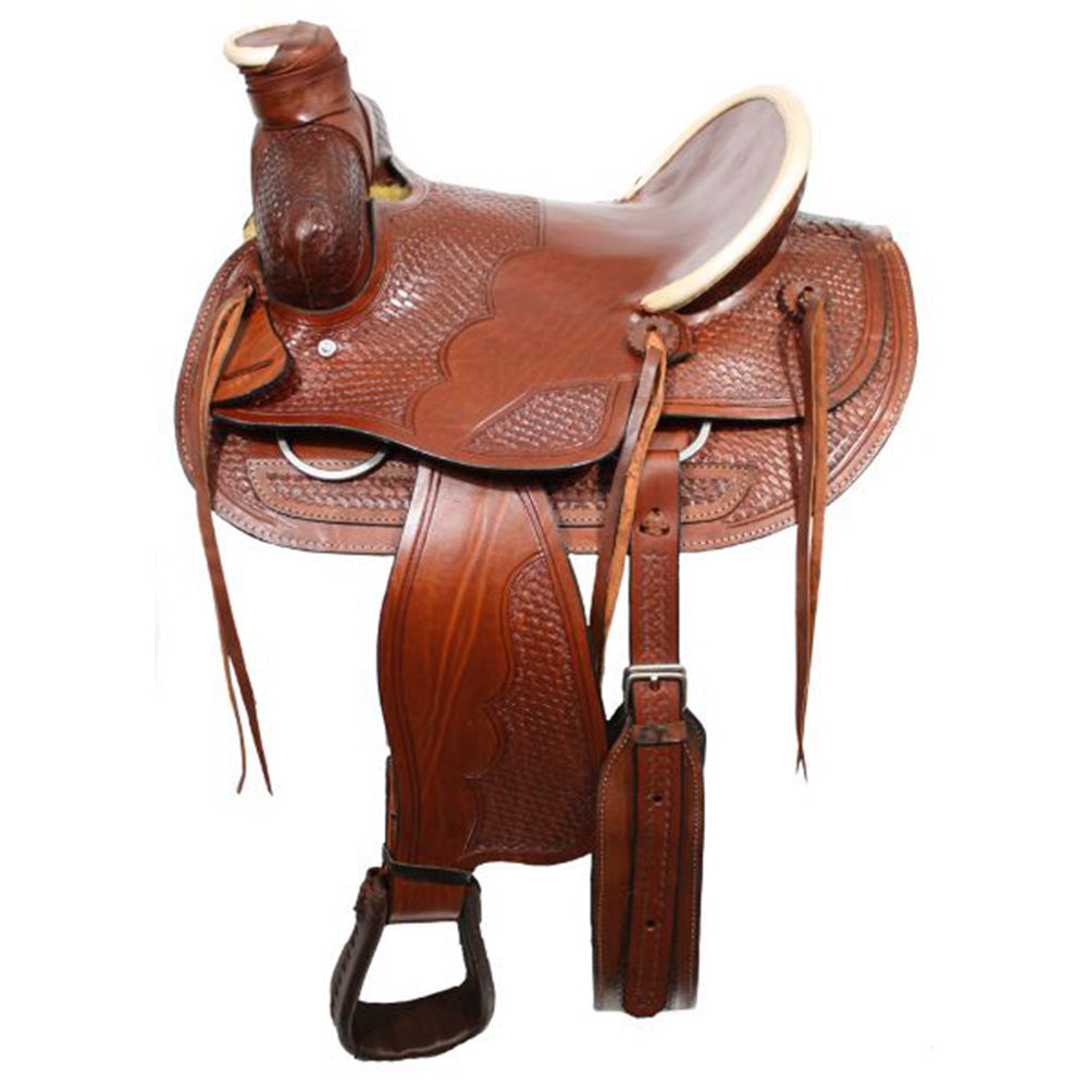 Buffalo Wade Style Ranch Saddle with Square Front - side view