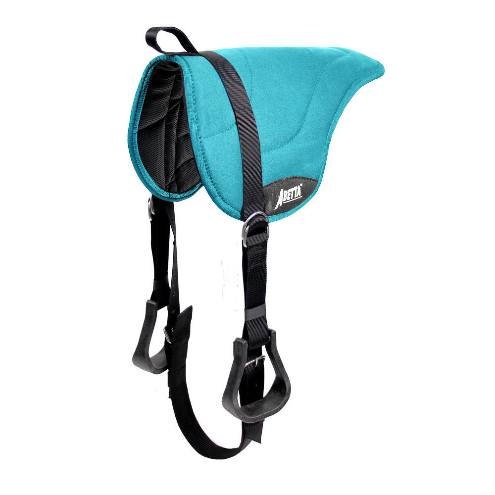 Abetta Bareback Pad with Stirrups and Girths - side view turquoise