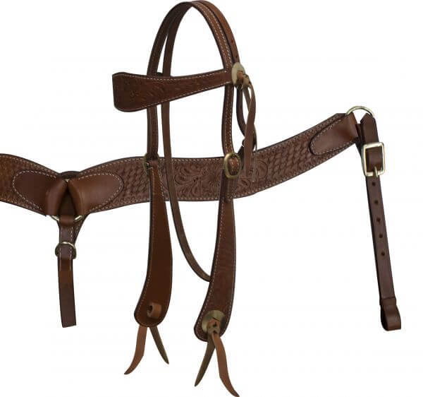 Double T Pleasure Saddle Set - headstall and breast collar front view