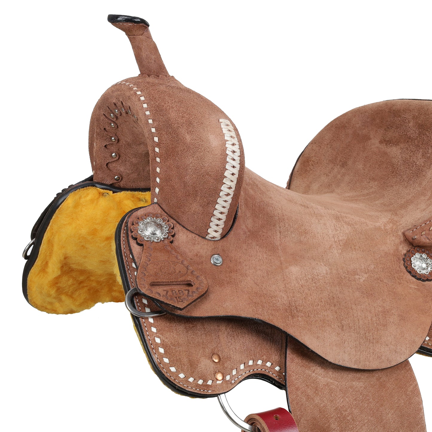 Circle S Desert Tan Barrel Style Saddle - side view front