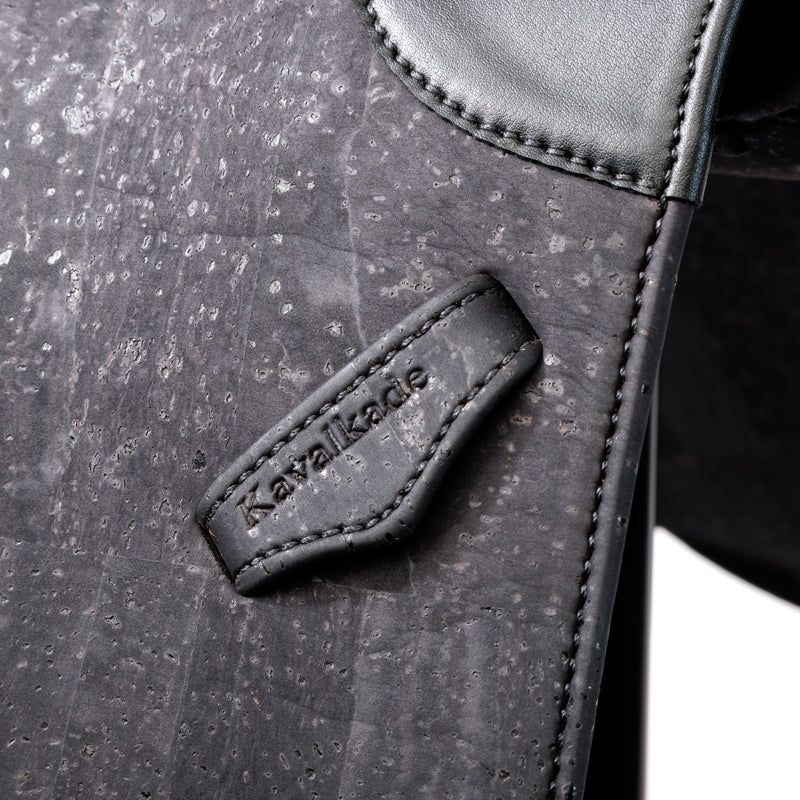 Kavalkade - Cork-Jumping Saddle "CORNELIUS" - branded panel up close