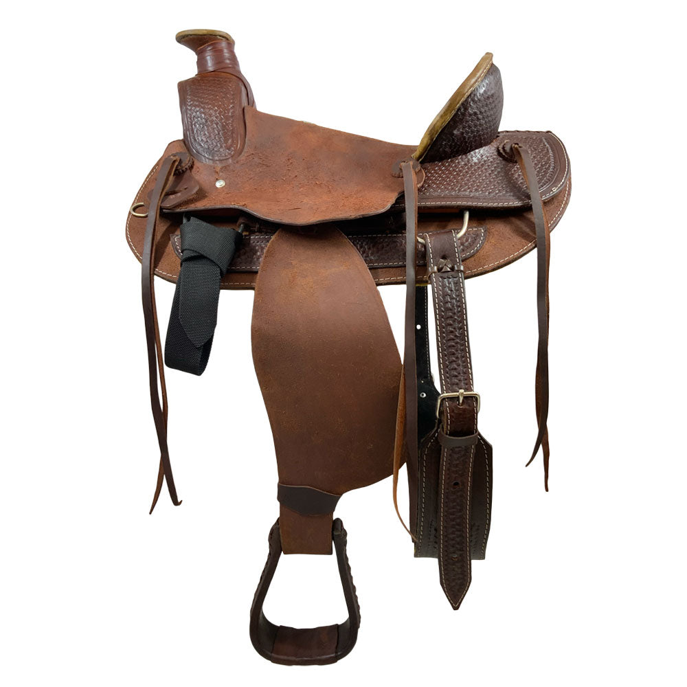 Buffalo Rugged Outlaw Chocolate Roughout Roper Style Saddle - side view
