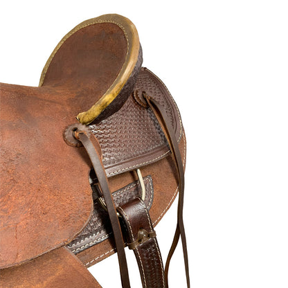 Buffalo Rugged Outlaw Chocolate Roughout Roper Style Saddle - side view back