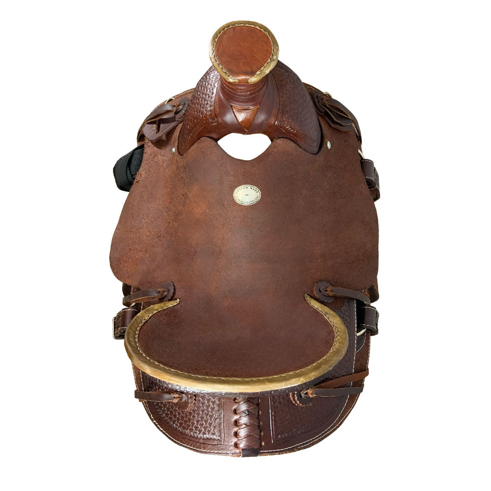 Buffalo Rugged Outlaw Chocolate Roughout Roper Style Saddle - top view