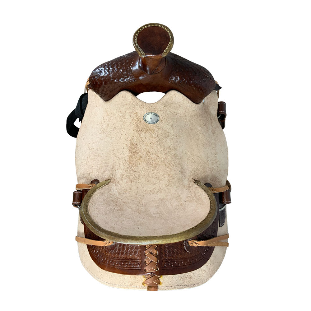 Buffalo Rugged Outlaw Natural Roughout Roper Style Saddle - top view