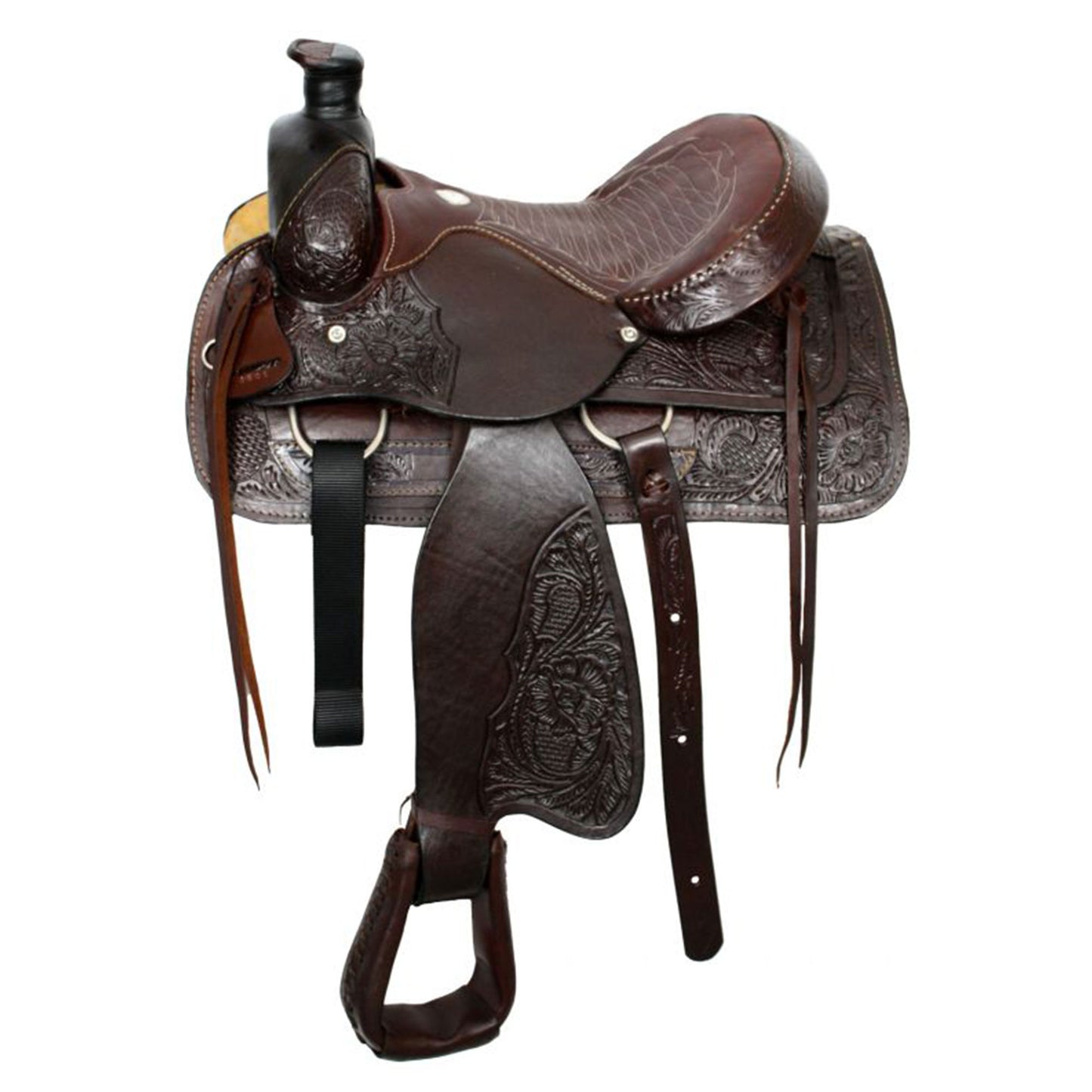 Buffalo Roper Saddle with Smooth Leather Seat - side view
