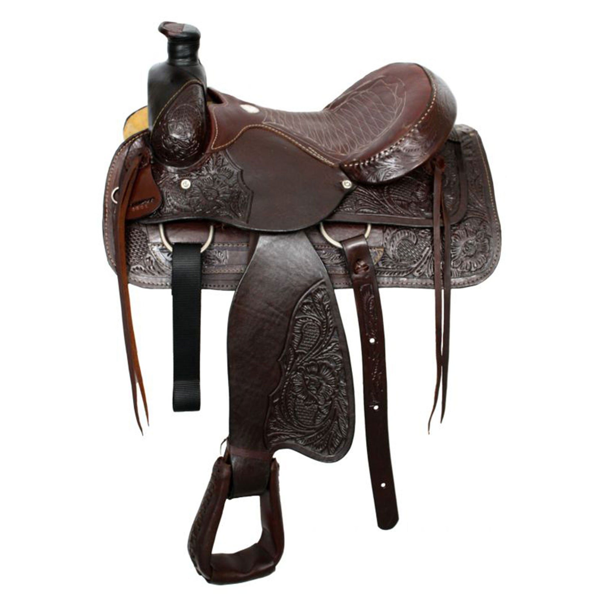 Buffalo Roper Saddle with Smooth Leather Seat - side view