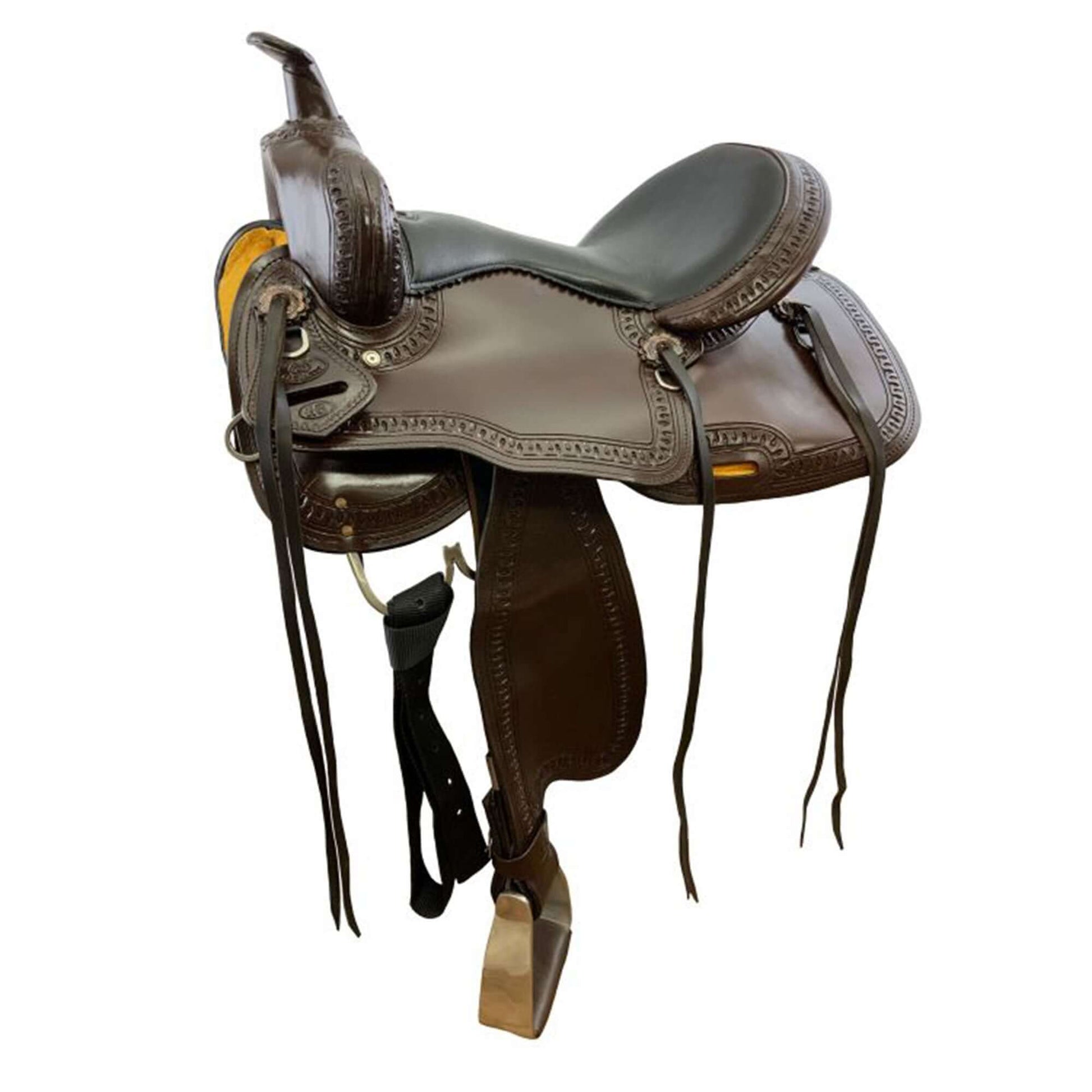 Circle S Trail Saddle with Stamped Border - side view
