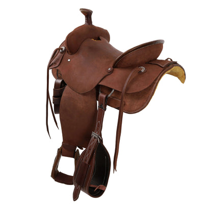 Showman Legacy Series Roughout Roping Saddle - side back view