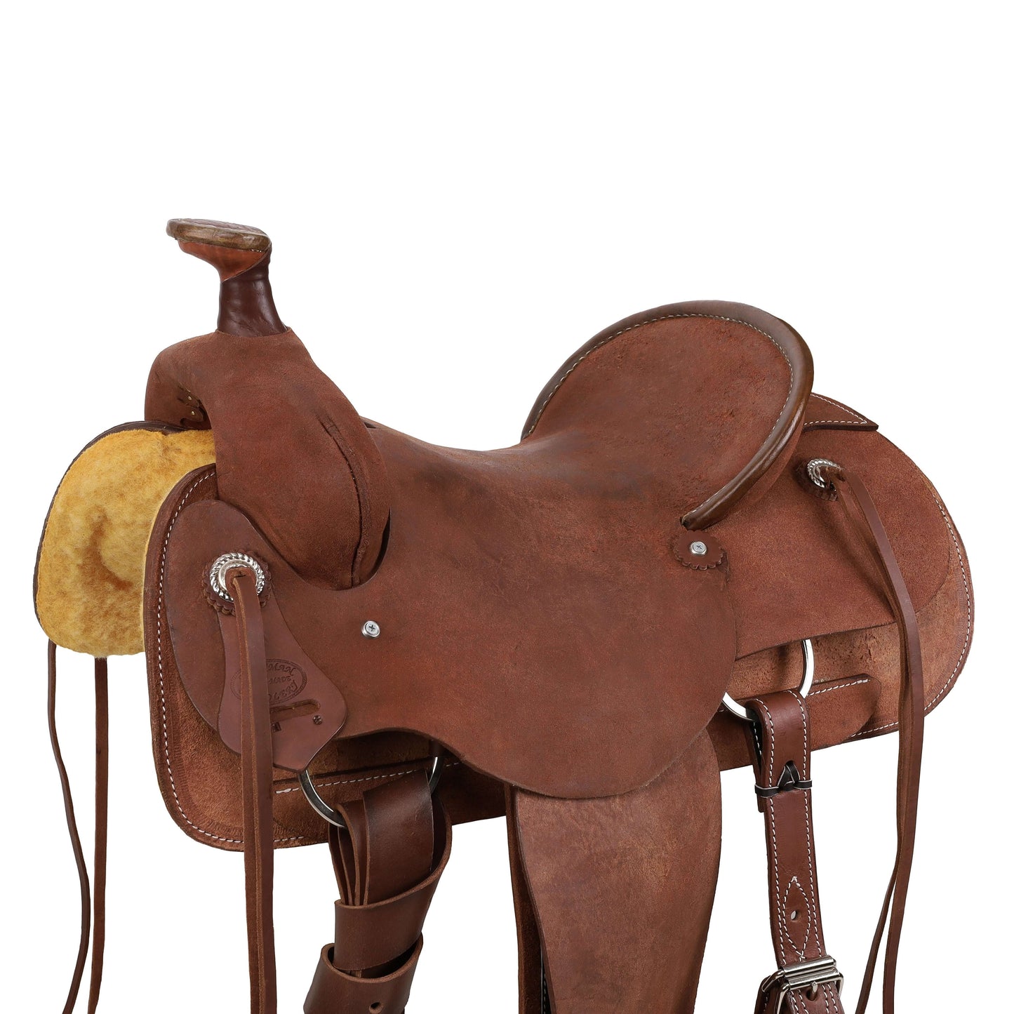 Showman Legacy Series Roughout Roping Saddle - side view up close
