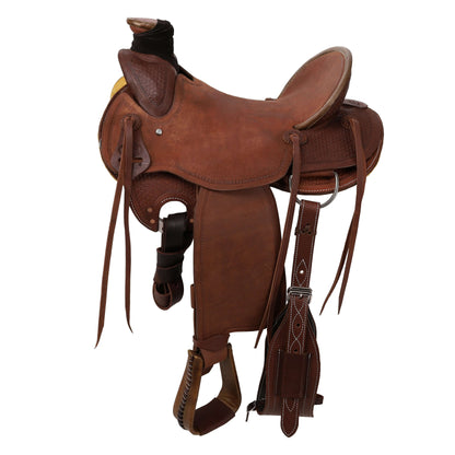 Showman Signature Series Roughout Wade Roping Saddle - side view