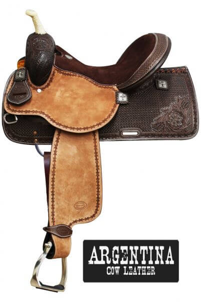 Showman Argentina Cow Leather Barrel Saddle - side view