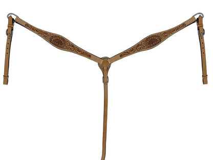 Circle S Barrel Saddle Set with Sunflower Tooling - front view breastcollar