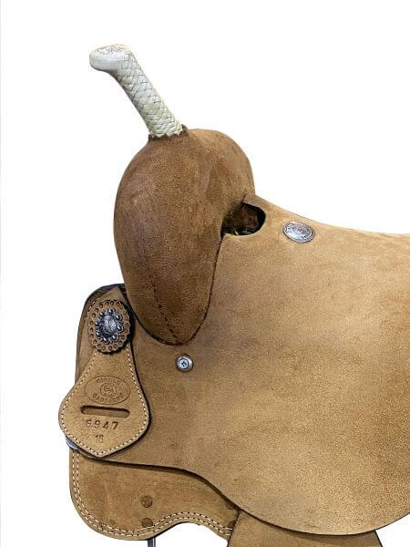 Circle S Barrel Saddle with Rawhide Trim Accents - side view front