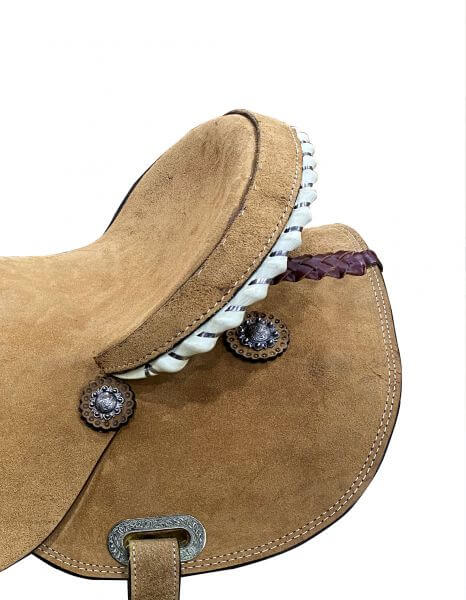 Circle S Barrel Saddle with Rawhide Trim Accents - side view back