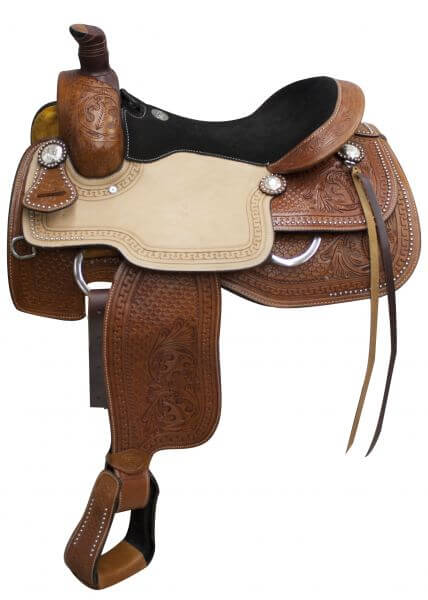 Double T Roping Saddle with Suede Leather Seat - side view