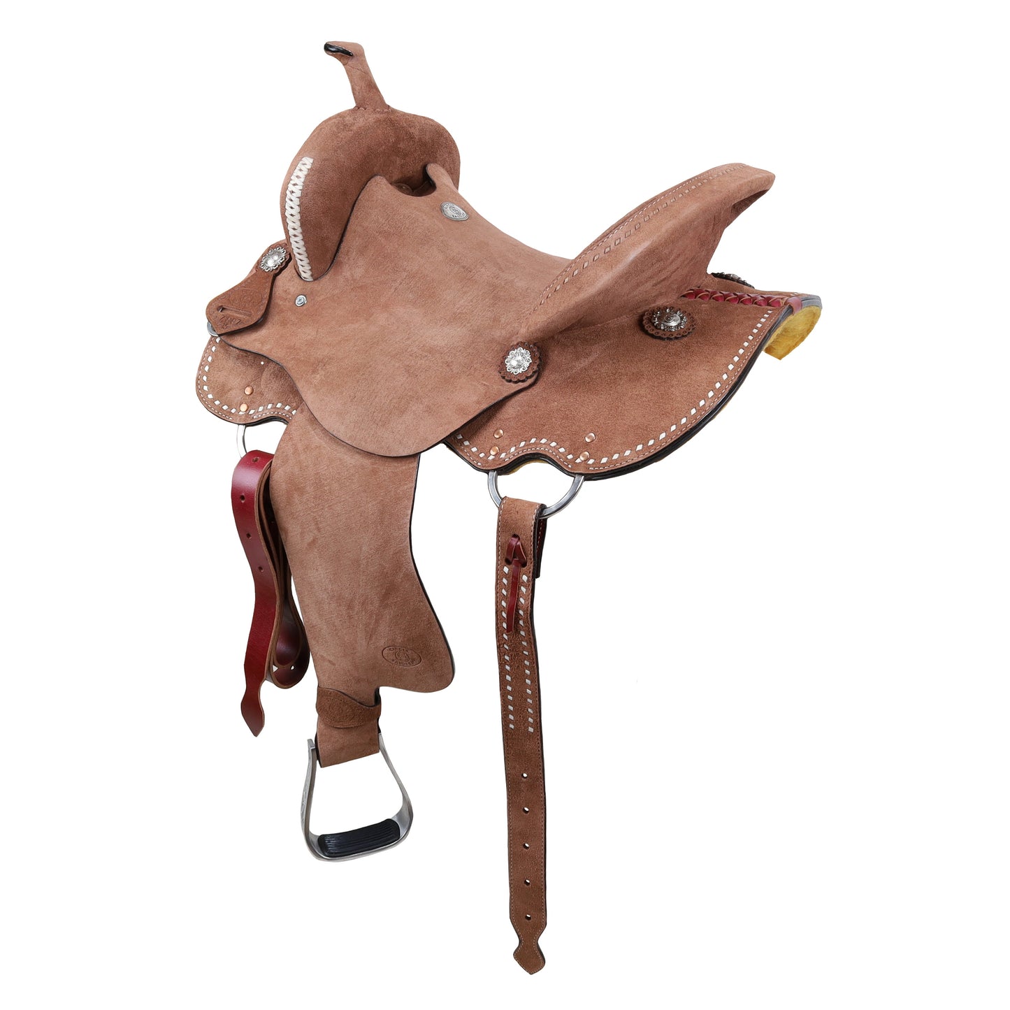Circle S Desert Tan Barrel Style Saddle - side back view 