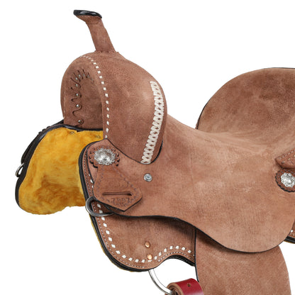 Circle S Desert Tan Barrel Style Saddle - side view front