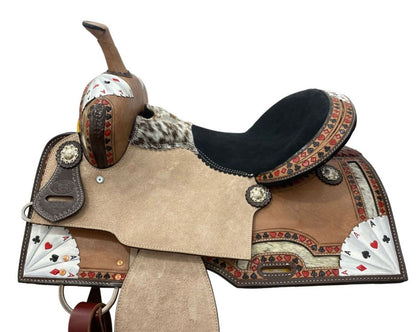 Circle S Four of a Kind Barrel Saddle Set - side view saddle up close