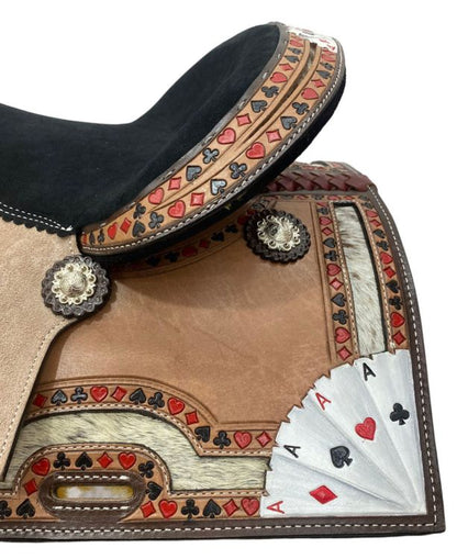Circle S Four of a Kind Barrel Saddle Set - side view saddle back