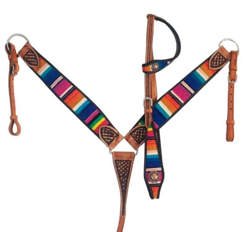 Showman One Ear Headstall & Breast Collar Set - front view